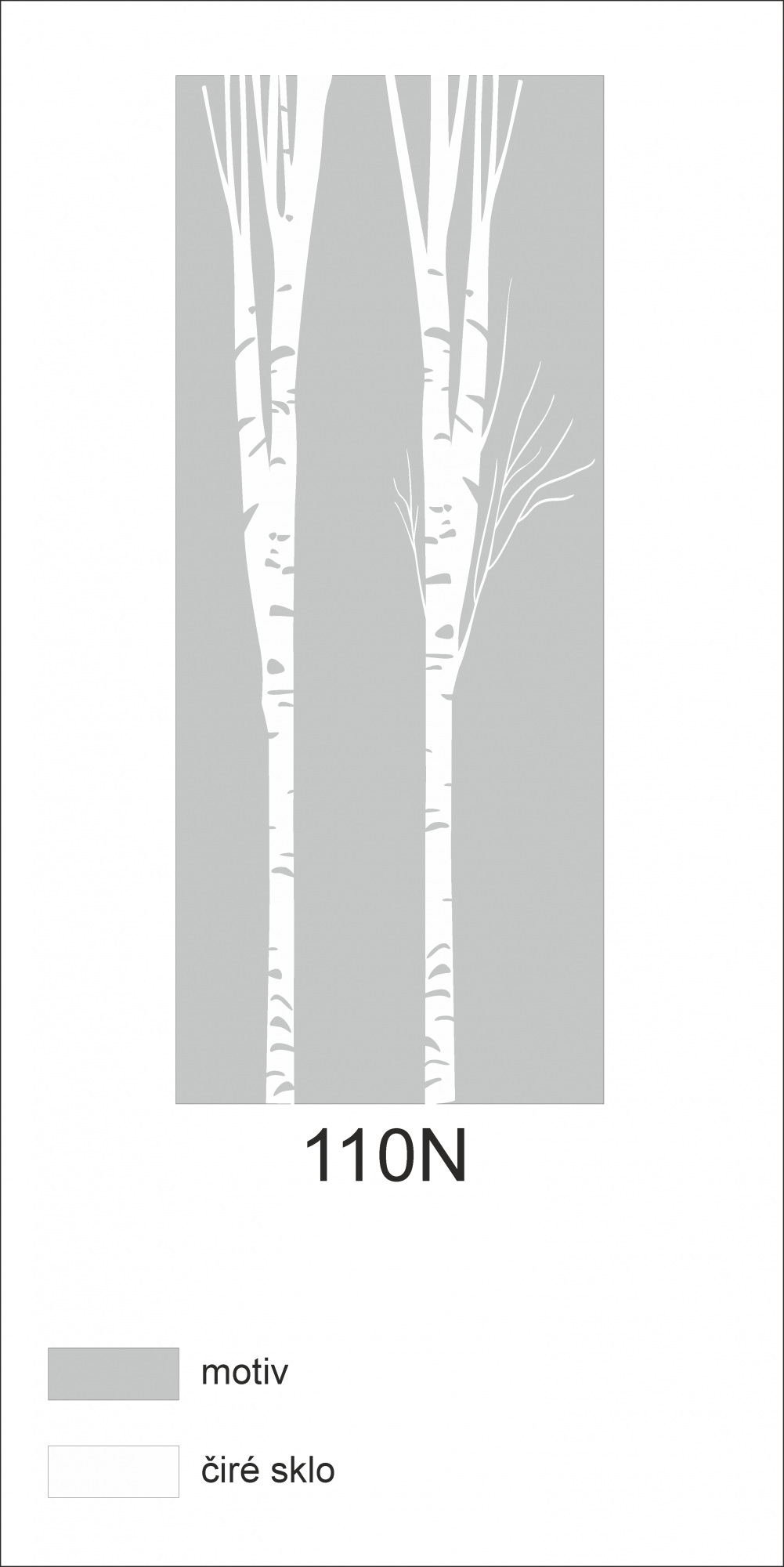 Možný motiv na skleněných dveřích nebo skleněných stěnách 110N - motiv stromů