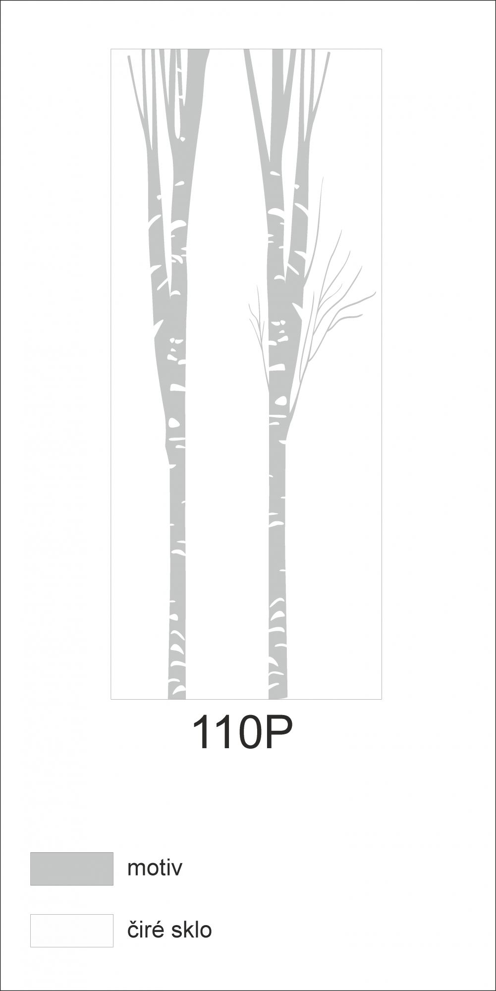 Možný motiv na skleněných dveřích nebo skleněných stěnách 110P - motiv stromů